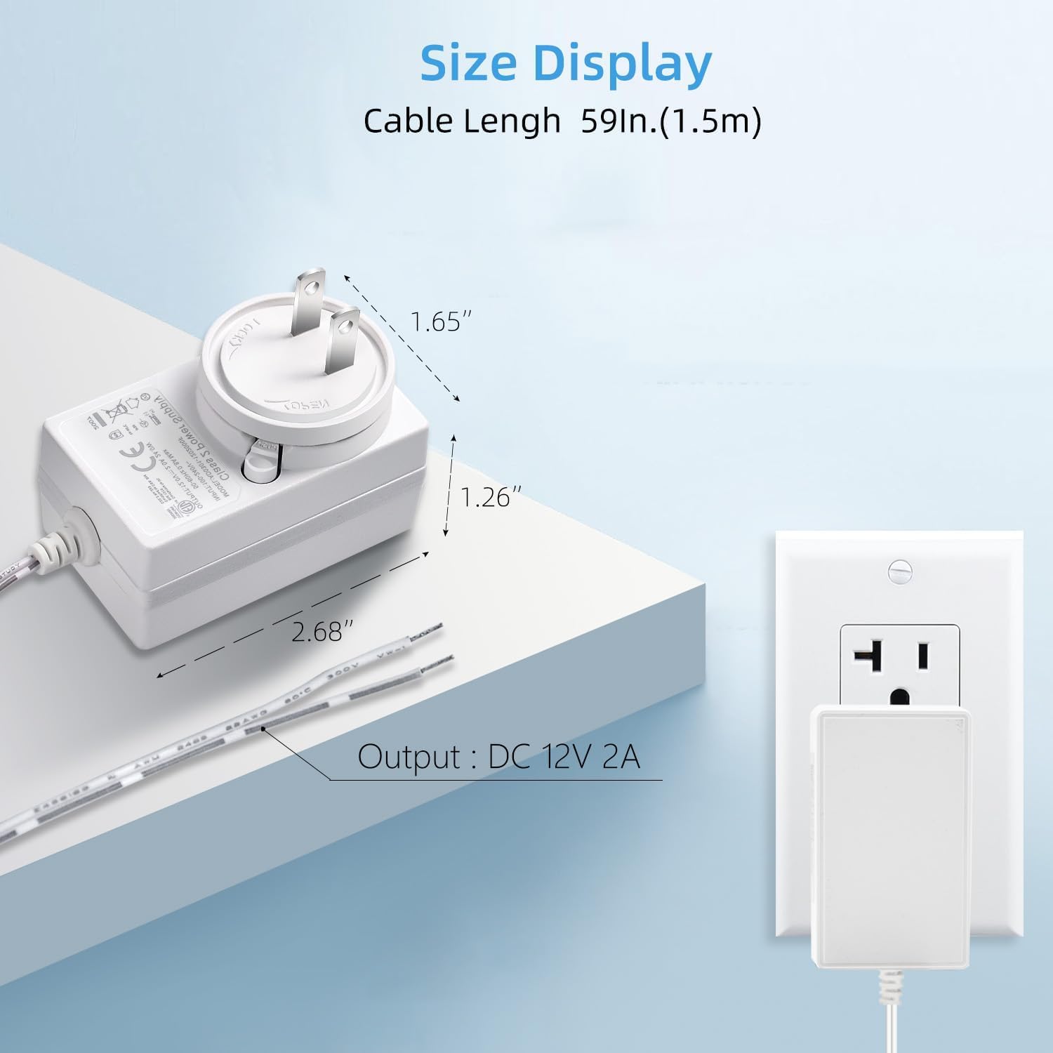 iNextStation 24V 1.5A Power Adapter Supply AC 100-240V to DC Transformer for LED Light Strip LCD Monitor Router Car Devices 5.5mm X 2.1mm US Plug UL Listed
