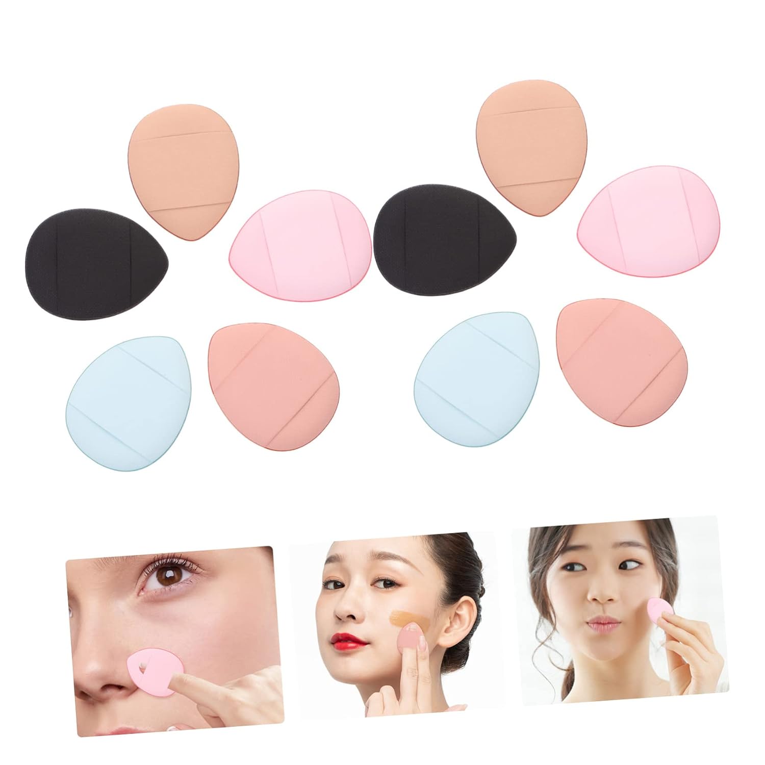 minkissy 125pcs Mini Powder Puff Makeup Sponge Blending Brush for Foundation Women Makeup for Powder Foundation Finger Strap