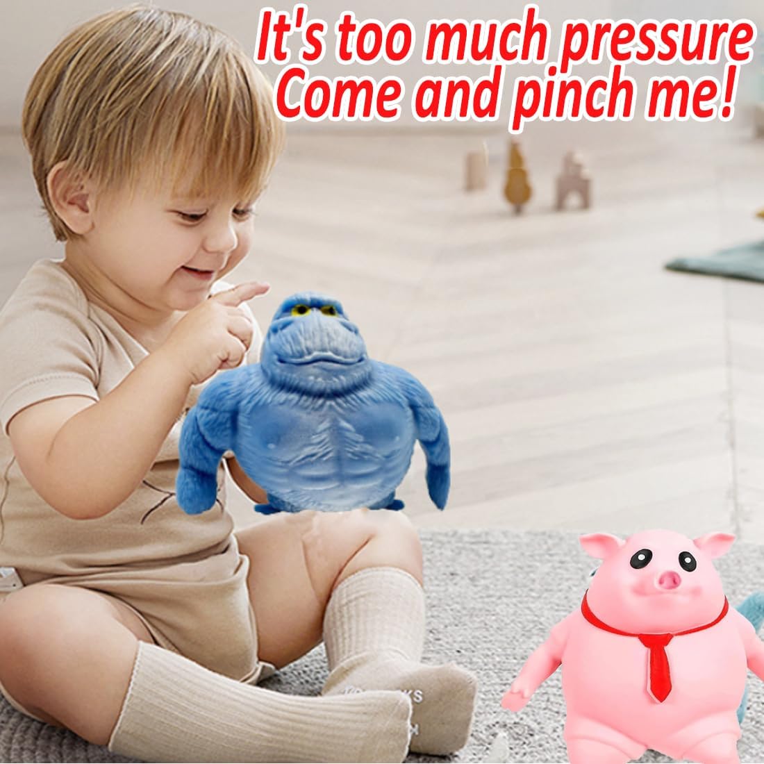 Gorilla Stress Relief Toy (Pink Pig and Blue Gorilla)
