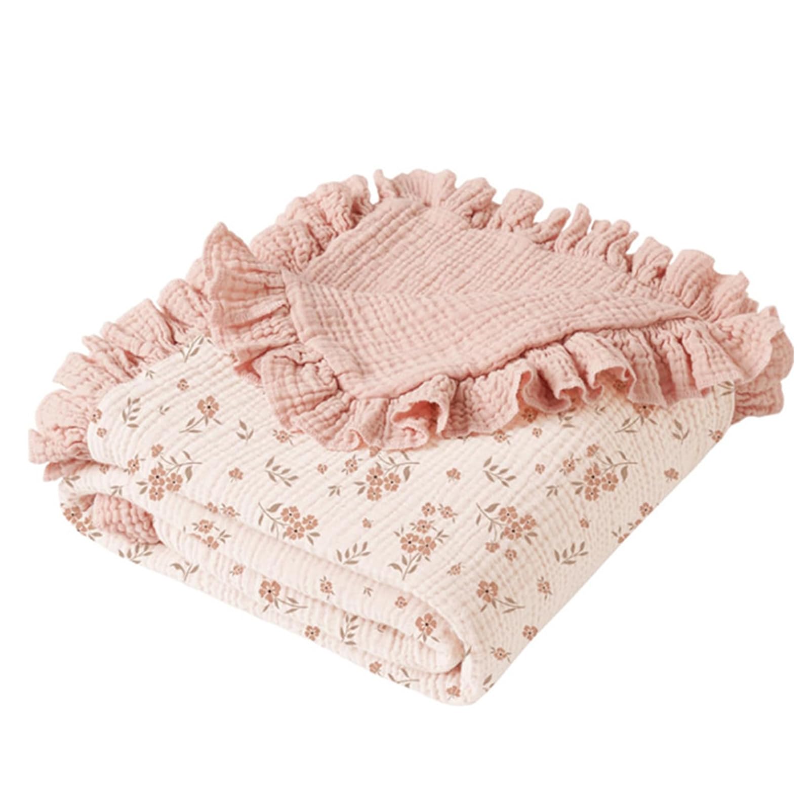 Hsioluted A Printed Nursery Blanket Multipurpose Swaddles Wrap Cloth 100X90cm Machine Washable Cotton Fabric Bath Towel Ruffled Baby Blanket