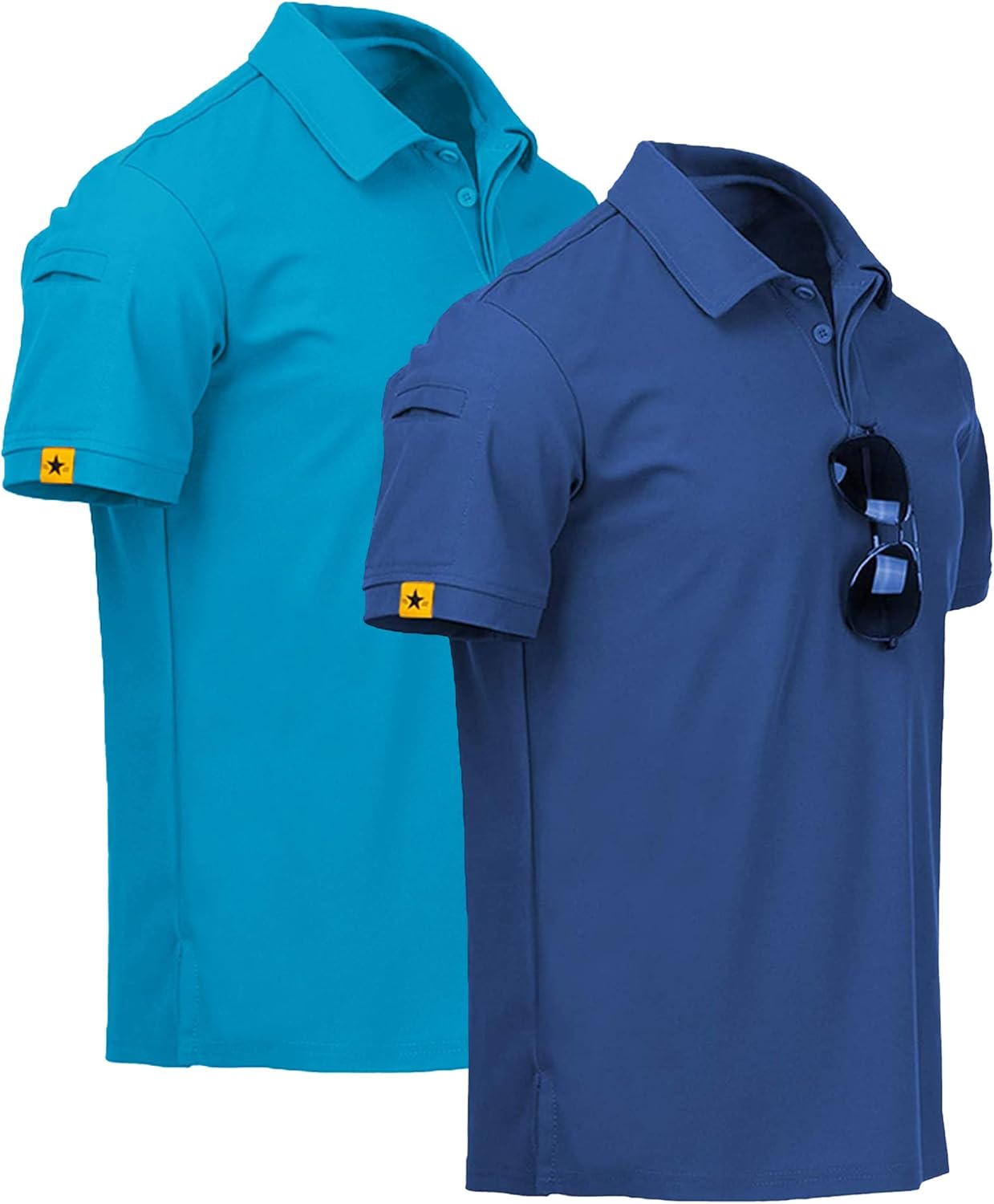 V VALANCH Polo Shirts for Men 2 Pack Tactical Performance Polo Short Sleeve Collared Work Shirt