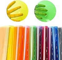 Vista 1 de XHT 9 Piezas de Vinilo de PVC Transparente Claro, Película Fluorescente de Color Sólido Transparente Impermeable de 21cmx30cm para Lazos de Pelo