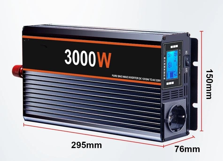 Convertisseur 24V 220V 3000W onde sinusoïdale pure avec télécommande UE