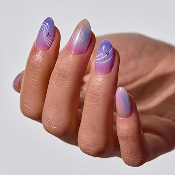 ohora x KPDH Press On Nails, Aurora Halo | Medium Oval, Purple | 30 tips