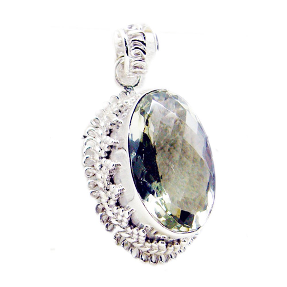 Médaillon améthyste verte véritable pendentif charme argent 925 - 5