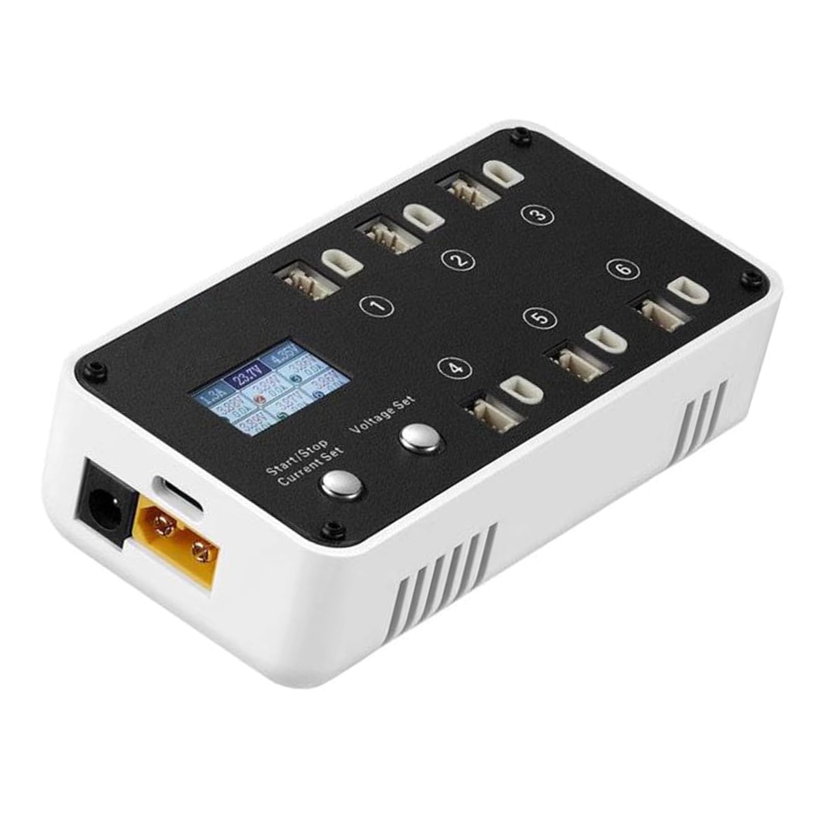 Adaptateur de charge 6 canaux 2-6S pour station de charge et de décharge de batterie 1S avec écran LCD couleur, prend en charge la décharge DC5521 TX60