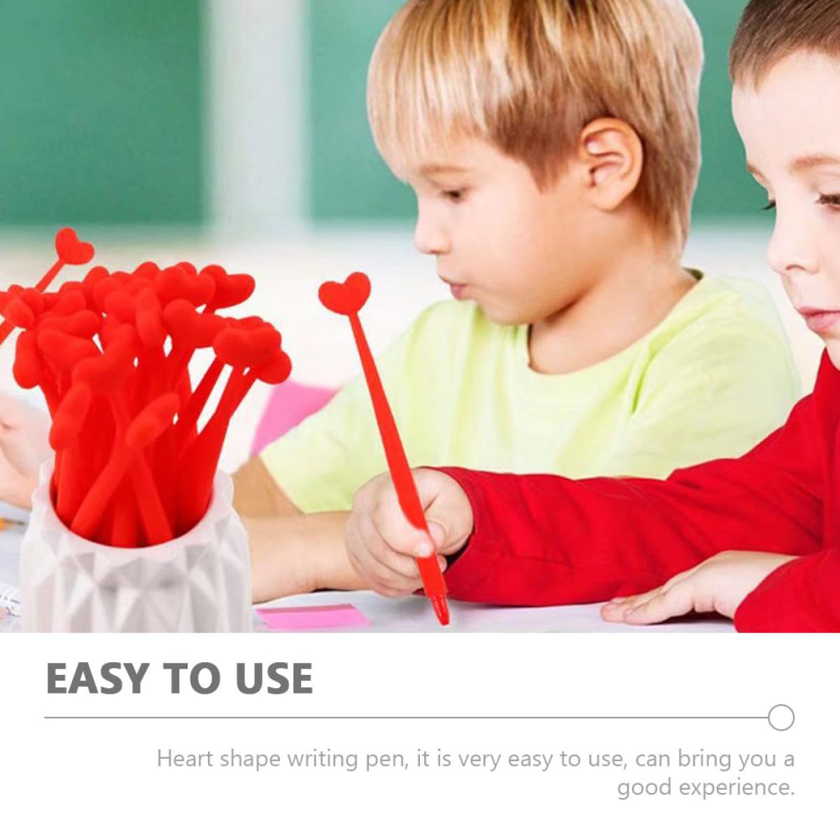 Alipis Set 10 Penne Sfera Gel Forma Cuore Rosse per Studenti Penna in Plastica Scrittura Scorrevole e Facile da Usare per Scuola e Ufficio
