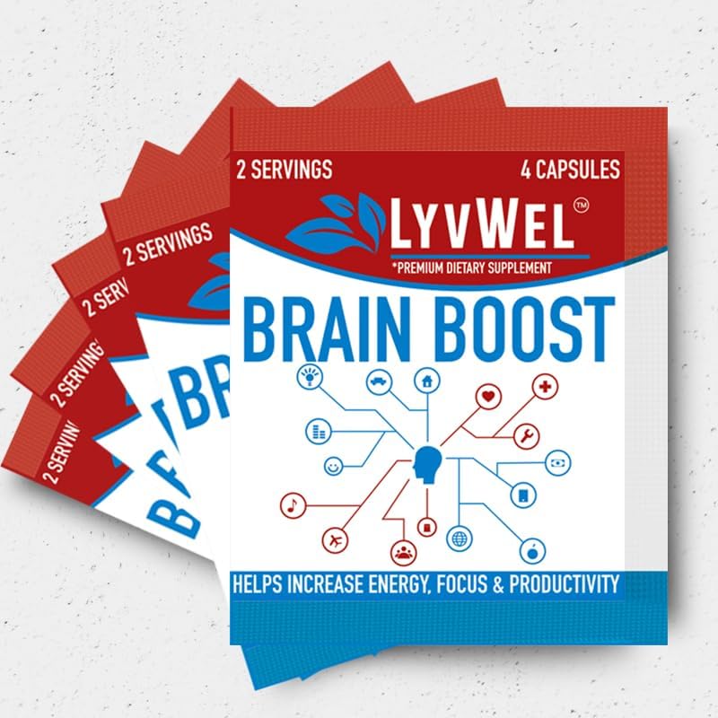 Cápsulas Brain Boost - Potenciador cognitivo avanzado para un enfoque afilado, energía sostenida y claridad mental, paquete de 5 (10 porciones)