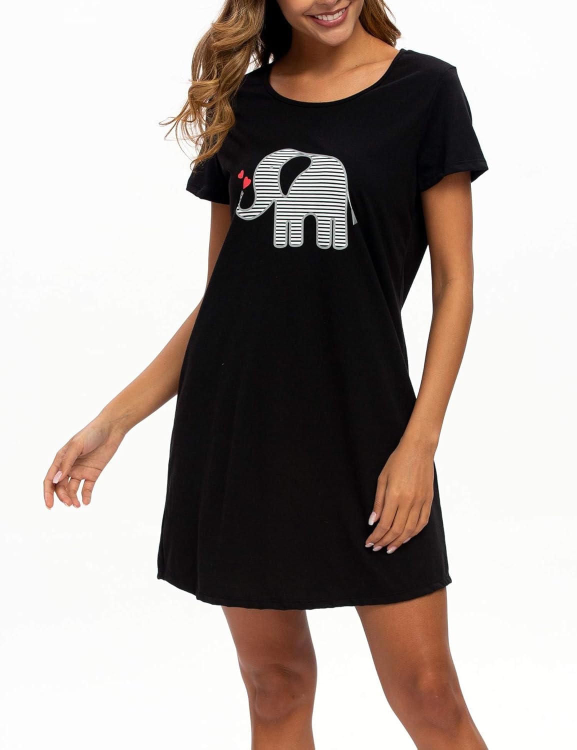 ENJOYNIGHT Nightgown for Women Cotton Short Sleeve Nightshirts Casual Print Sleepwear - Image 4