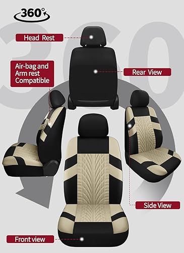 Miniatura 7 de VarCozy - Juego completo de fundas de asiento de asiento delantero y trasero dividido para automóvil, fundas para SUV, sedán, camioneta compatibles