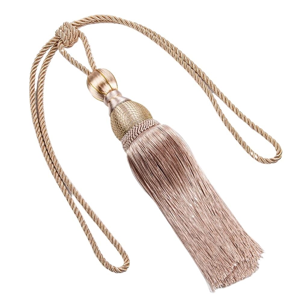 YATINGZHANG Tie Backs For Curtains Punch-free Curtain Tassels Tieback Multicolor No Installation Tassel Ties Gold Wire Hanging Ball Polyester Yarn(Beige)
