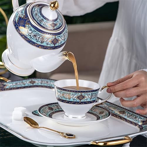 Miniatura 5 de TREXD Palace Style - Juego de taza de café y platillo de porcelana de hueso juego de té europeo taza de té británica por la tarde color  E