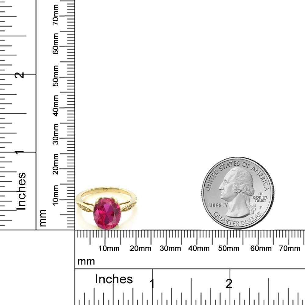 Gem Stone King 2-3 Cttw Oval Gemstone Birthstone and White Diamond Engagement Ring For Women | 14K Yellow Gold | Oval 10X8MM | Wedding Promise Ring | Size 5-9