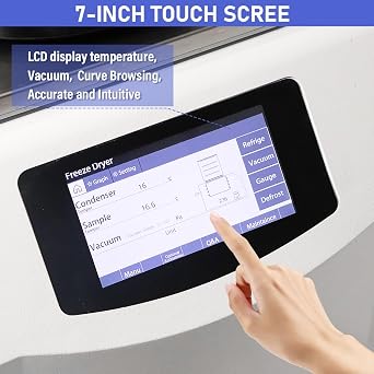 HNZXIB -60C Lab Benchtop Freeze Dryer Lyophilizer with Dual-Stage Vacuum Pump, 3kg Ice Capture,lt;5Pa Vacuum, 4 Trays for Scientific Research & Material Science, 110V(Multi-Pipeline)