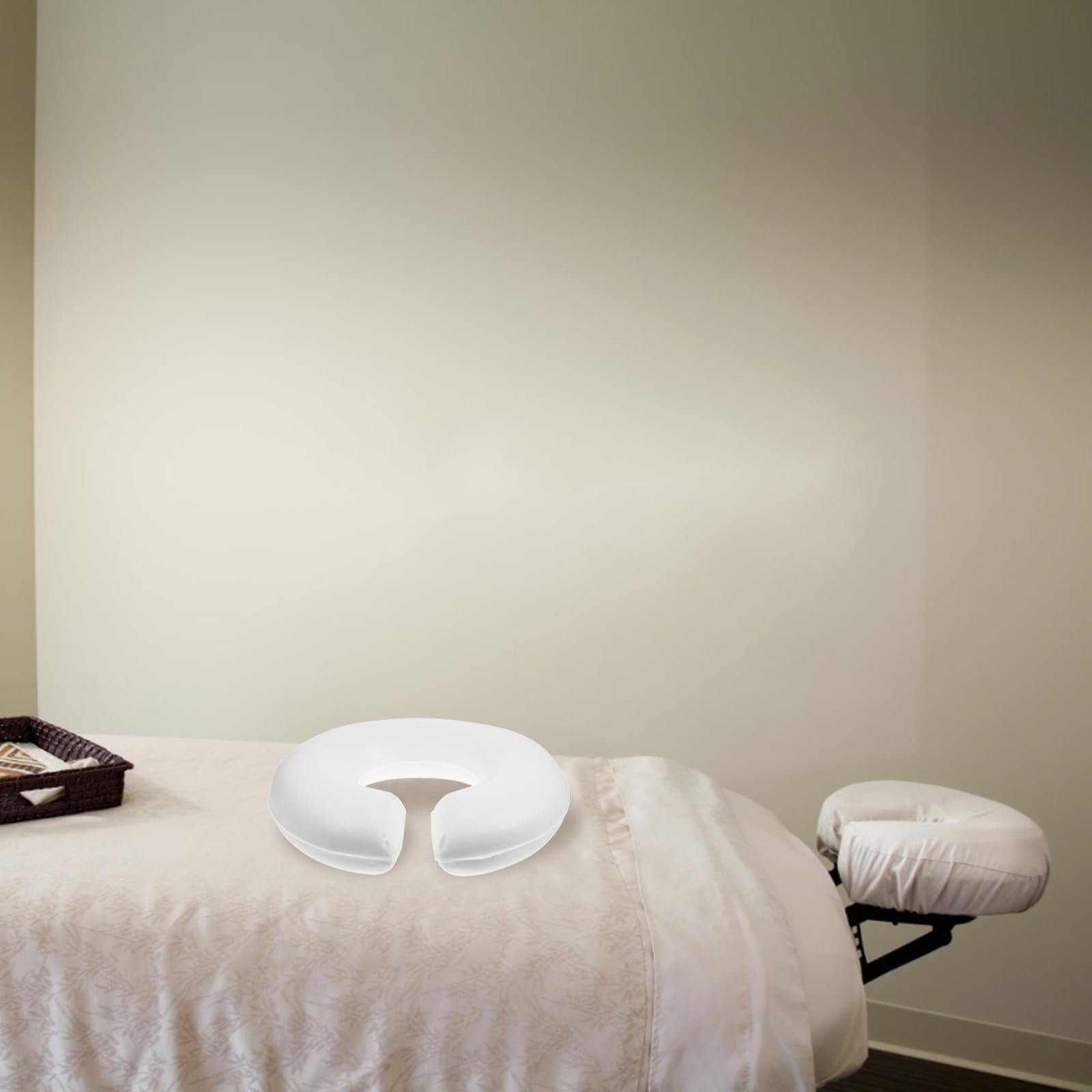UKCOCO Coussin Cervical en Mousse à Mémoire de Forme Appui-tête de Massage pour Lit, Confort et Relaxation, pour Salons et Spas, en Coton Blanc de Forme en U