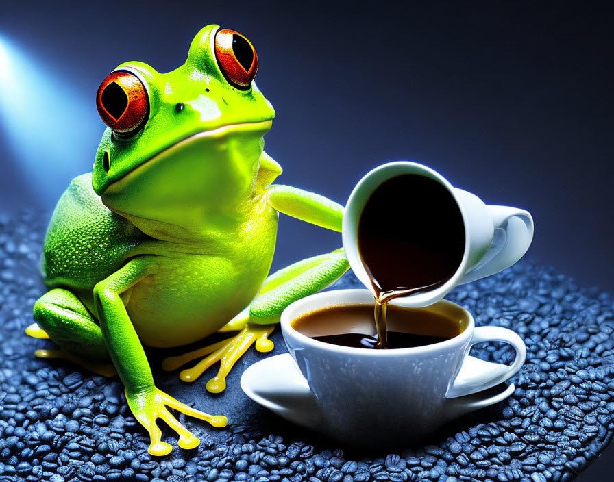 Tableau sur toile café et animal œuvre amusante pour salon chaleureux
