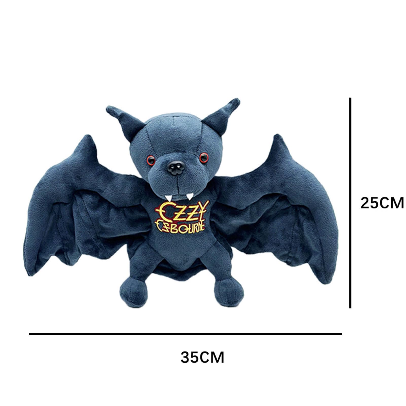Pipistrello Nero Peluche Pipistrello da Collezione Bambola di Peluche Morbido Carino Farcito con Ricamo in Oro per Fan della Musica Rock (Magnetica)