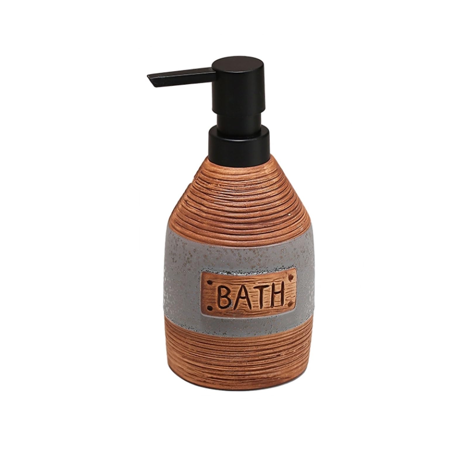 13.5oz Ceramic Soap Dispenser with Frosted ABS Pump Embossed Pattern, Smooth Stable Base, Countertop Lotion(Gray)