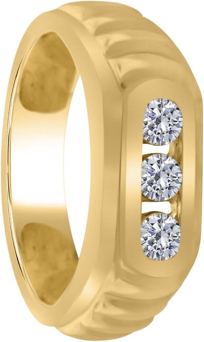 MauliJewels Engagement Rings for Men 0.51 Carat Mens Timeless Treasure Diamond Engagement Wedding Ring Channel-Setting 10K Yellow Gold