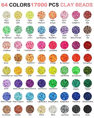 Redtwo 18000 Pcs Clay Beads Bracelet Making Kit, 4 Boxes 64 Colors Flat Polymer Heishi Beads Jewelry Making Kit With Gift Pack, Friendship Bracelet Kits For Girls Ages 8-12 #TOP1