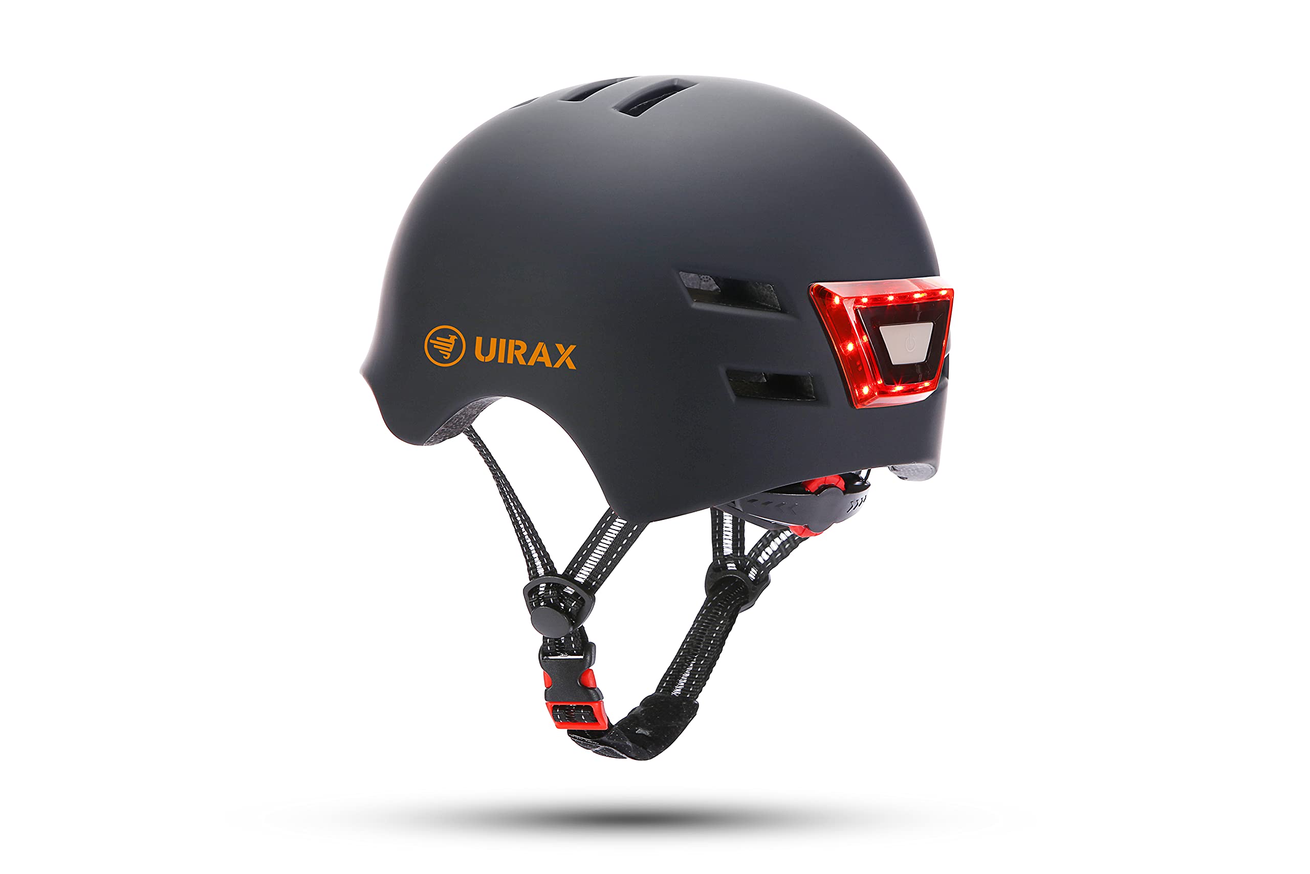 Casco LED UIRAX (Negro, Large), Recargable, USB, Varios Modos de luz