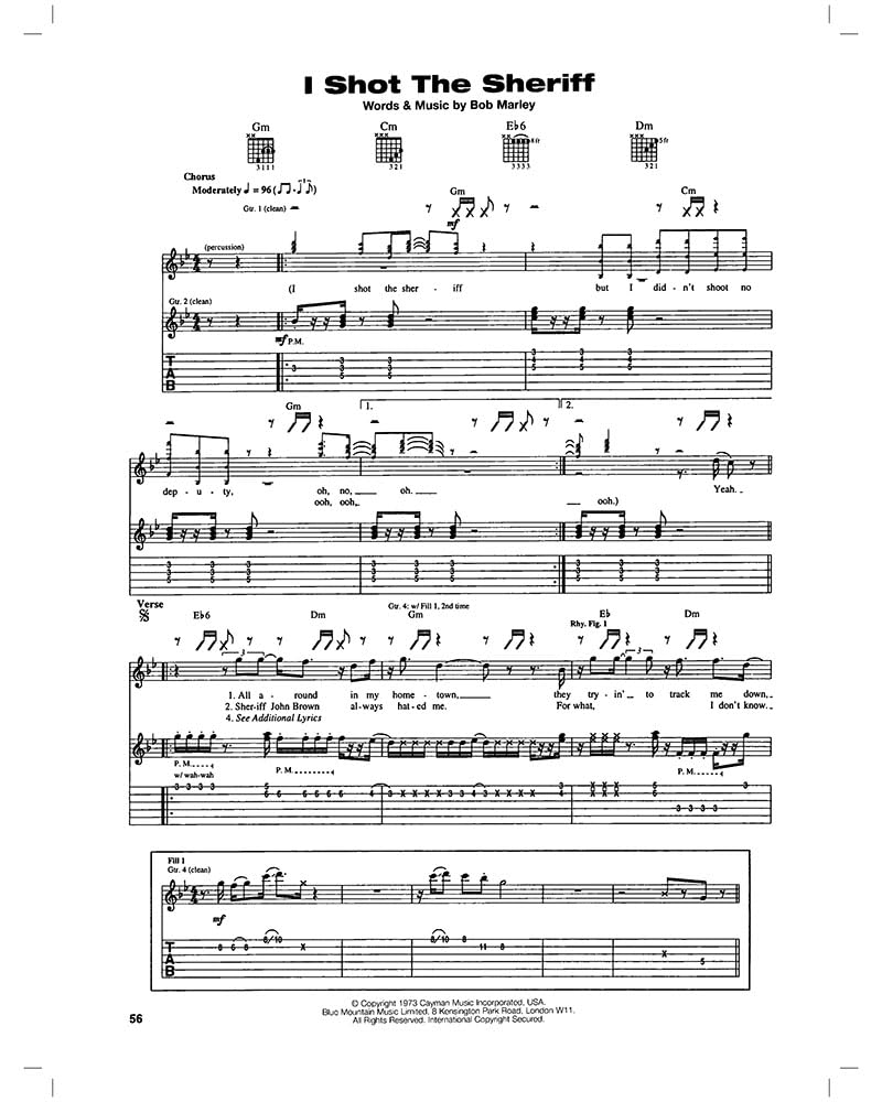 Partition : Marley Bob The Wailers Legend Tab