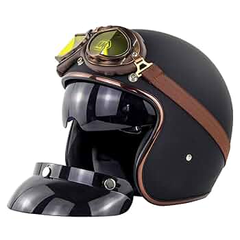 Retro Open Face Motorcycle Helmets with Goggle,ECE/DOT