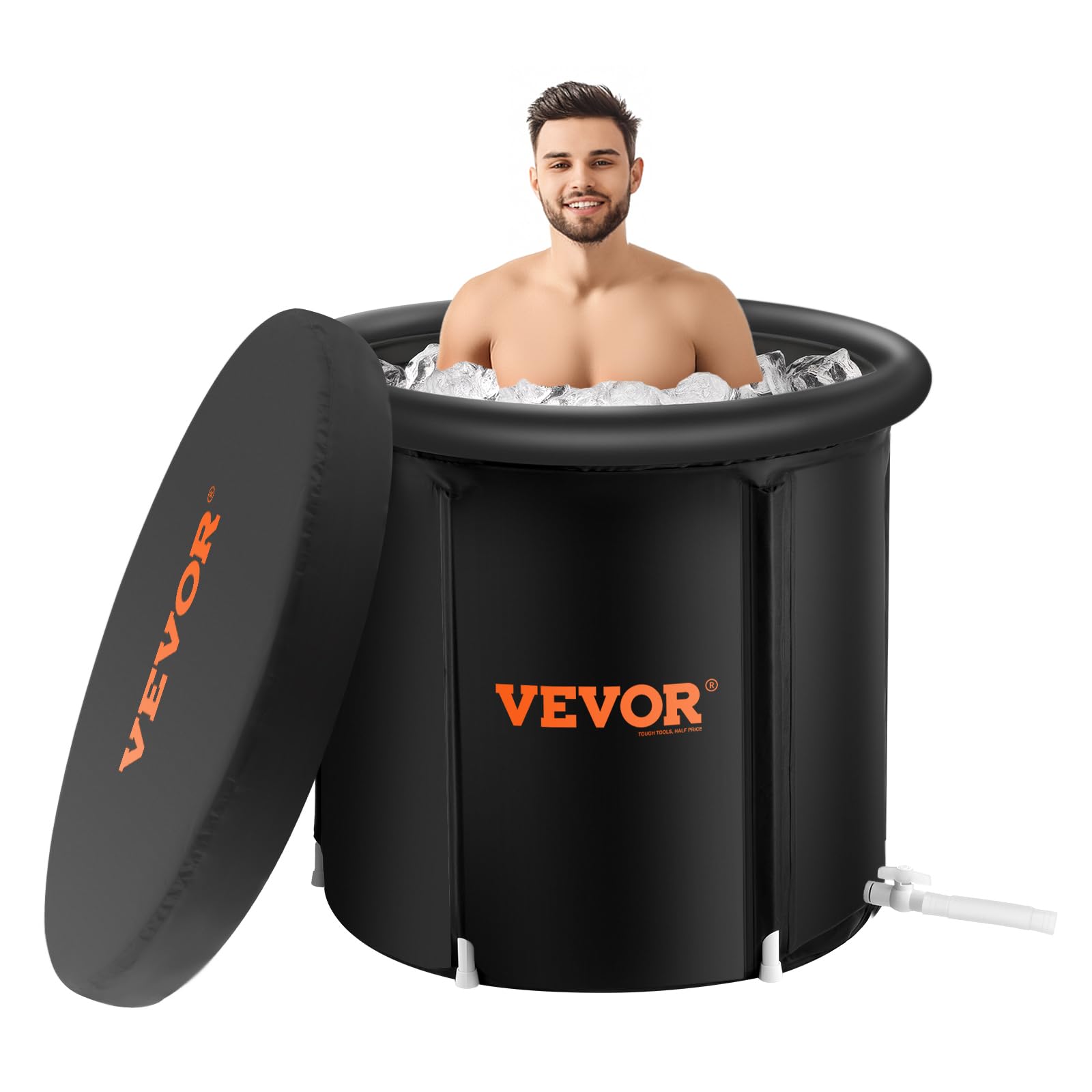 VEVOR Vasca da Bagno di Ghiaccio Lunga 80 cm Vasca per Immersione per Terapia 341 L con Copertura, Barile di Ghiaccio per Recupero, Vasca da Bagno Gonfiabile Pieghevole, Ghiaccio Domestico per Adulti