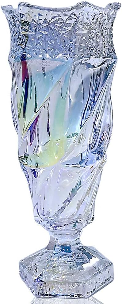 Glass Flower vase 2.4lb 9.5inch,Bohemian Style, for Centerpieces,Wedding,Home Decor Glass Vase (Sparkling)