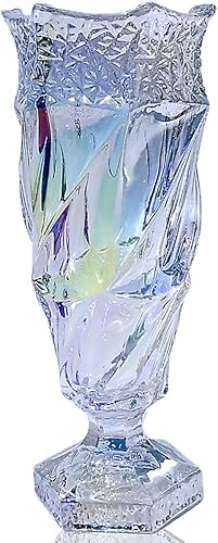 Miniatura 5 de Jarrón de vidrio de flores 1.09kg 24.1cm, estilo bohemio, para centros de mesa, boda, decoración del hogar Jarrón de vidrio (Rosa Púrpura) Morado y