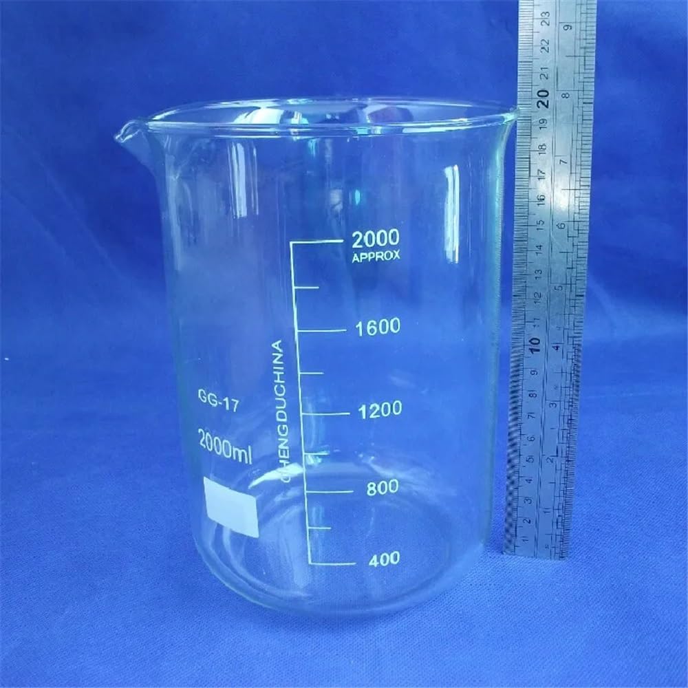 Laborglaswaren Becherglas 2000ml Laborbecher 2000ml niedrige Form mit Teilung und Ausguss 3,3