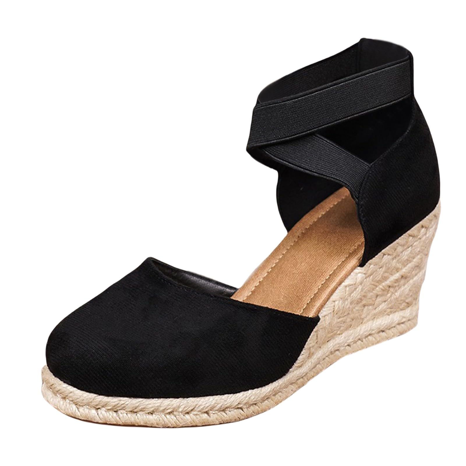 Genérico Sandalias Mujer Verano Primavera Verano Anchas Mujer Cuña Plataforma Calzado Esparto Zapatos de Tacón Vestir Elegantes Shoes Alpargatas Valencianas Verbenas Fiesta