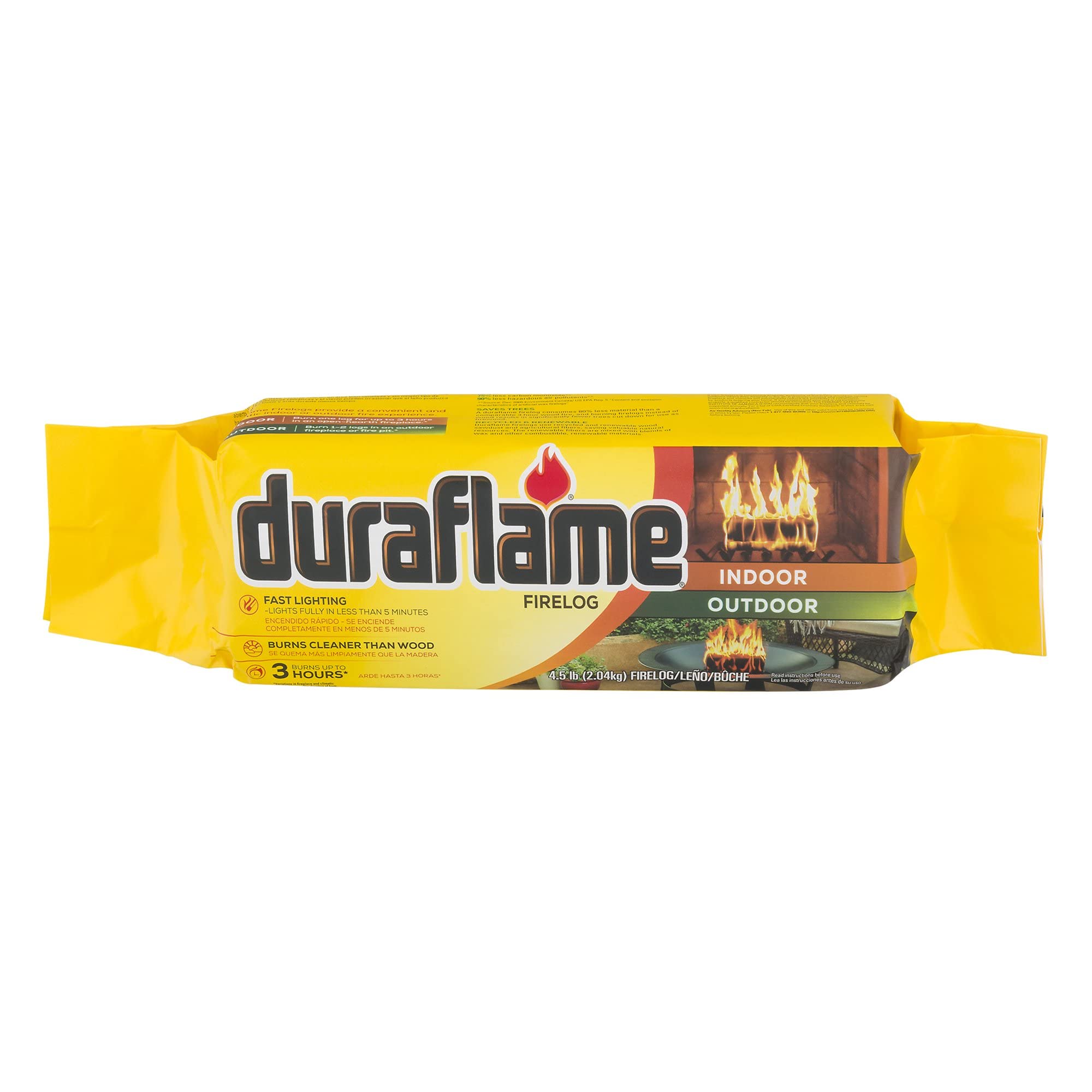 Amazon.com: Duraflame Firelog Indoor/Outdoor 4.5 lbs Wax Fire Log Single -  New : Patio, Lawn u0026 Garden