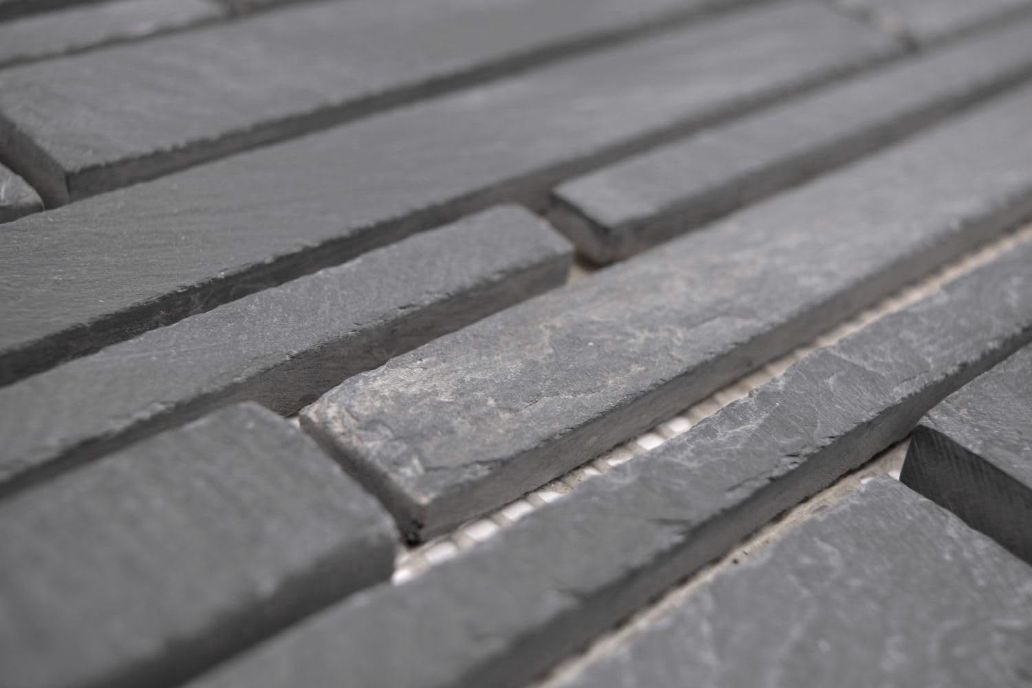 Mosaik Fliese Schiefer Naturstein schwarz Brick Schiefer für WAND BAD WC DUSCHE KÜCHE FLIESENSPIEGEL THEKENVERKLEIDUNG BADEWANNENVERKLEIDUNG Mosaikmatte Mosaikplatte