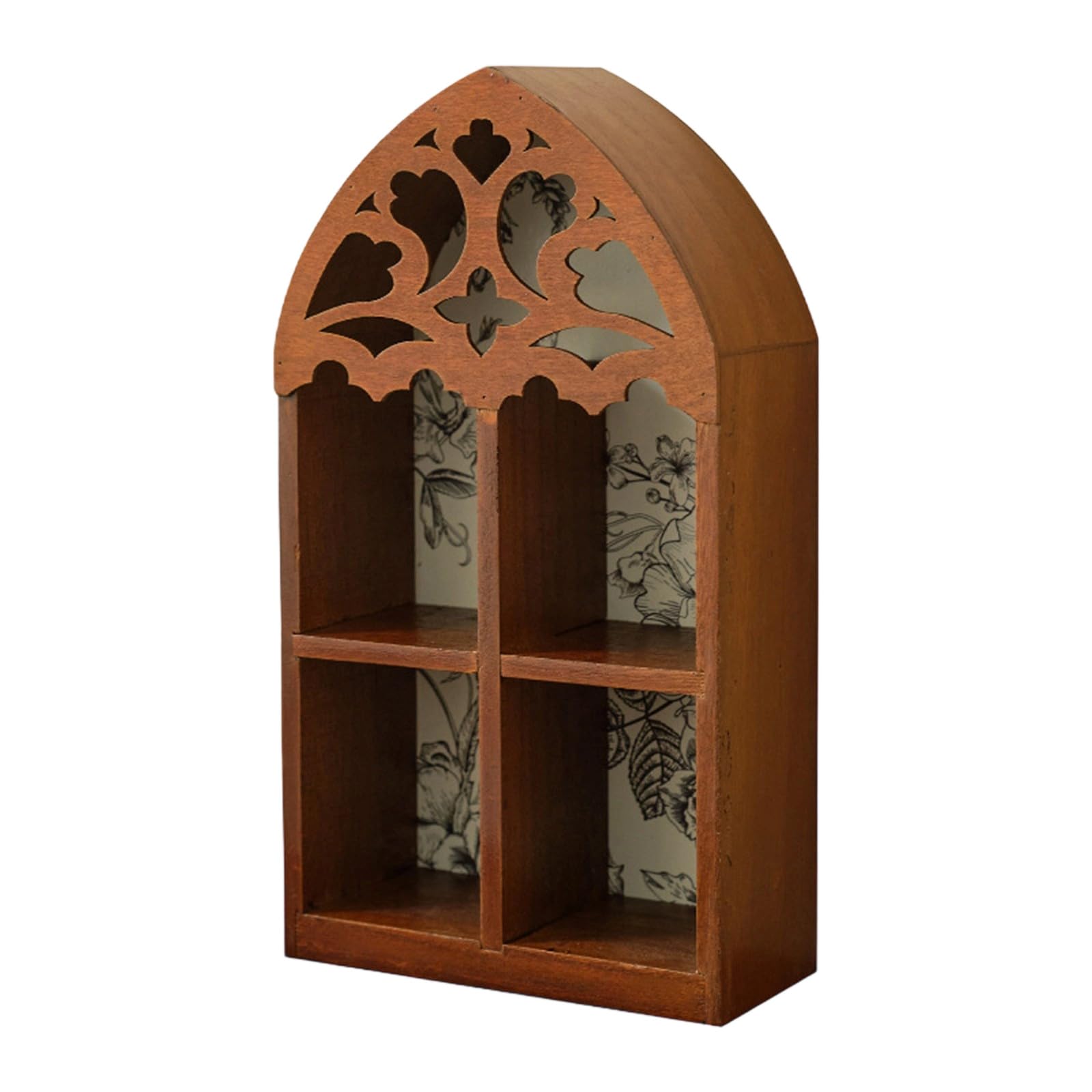 HGENAHGTF French Quatrefoils Floating Shelf with Intricate Carvings MultiTier Wall Mounted Home Decoration Unique Gift Wood Multilayer Wall Shelf