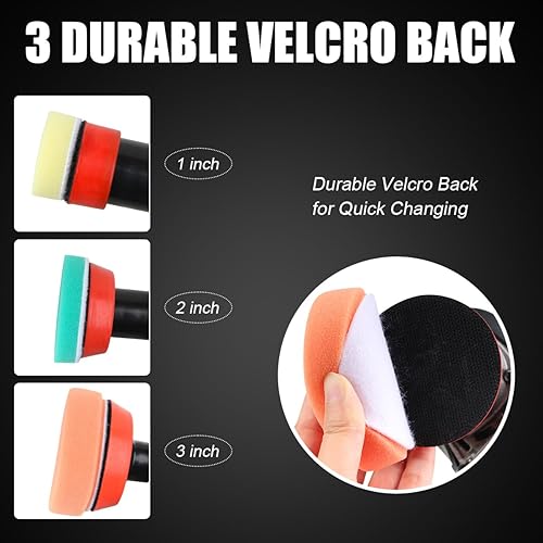 Miniatura 2 de Mini pulidora de búfer, cera pulidora de automóvil, máquina pulidora rotativa de 600 W con kit de pulido de 33 piezas, con almohadillas de base de