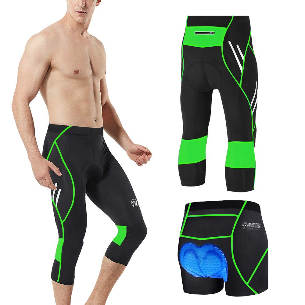 MEETWEE Herren 3/4 Radhose Fahrradhose, Kompression Radlerhose Leggings Radsport Hose für Männer Elastische Atmungsaktive 3D Schwamm Sitzpolster