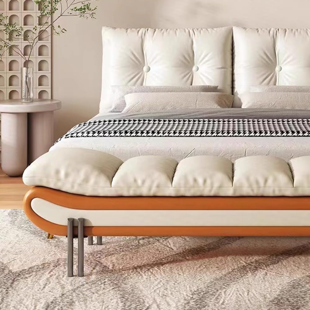 Nowoczesny lekki luksusowy stolik nocny, podnóżek, taboret na ubrania, sofa do łóżka, mała sofa wypoczynkowa, dekoracyjna ławka na buty (pomarańczowy, średni)