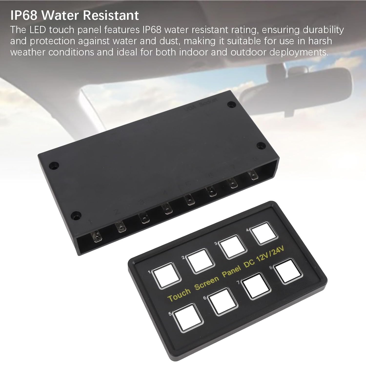 8 Gang Switch Panel, LED Touch Control Switch Panel, Car Remote Control Box Electronic Relay System, for Car Truck ATV UTV Boat Marine, DC 12V to 24V