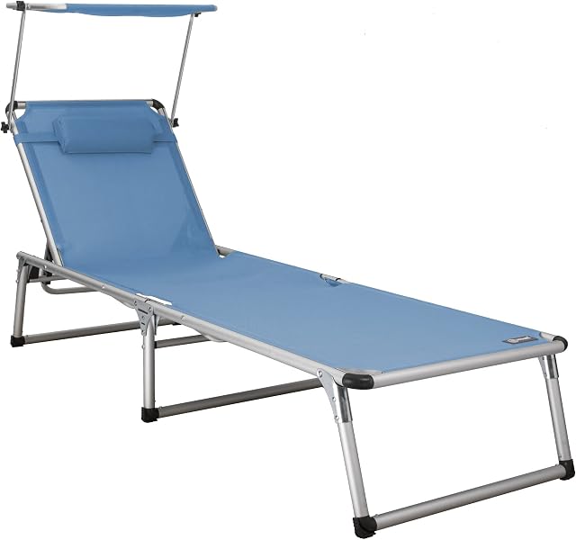 Homecall SunLounger Beach Folding bed Alu textilene blue