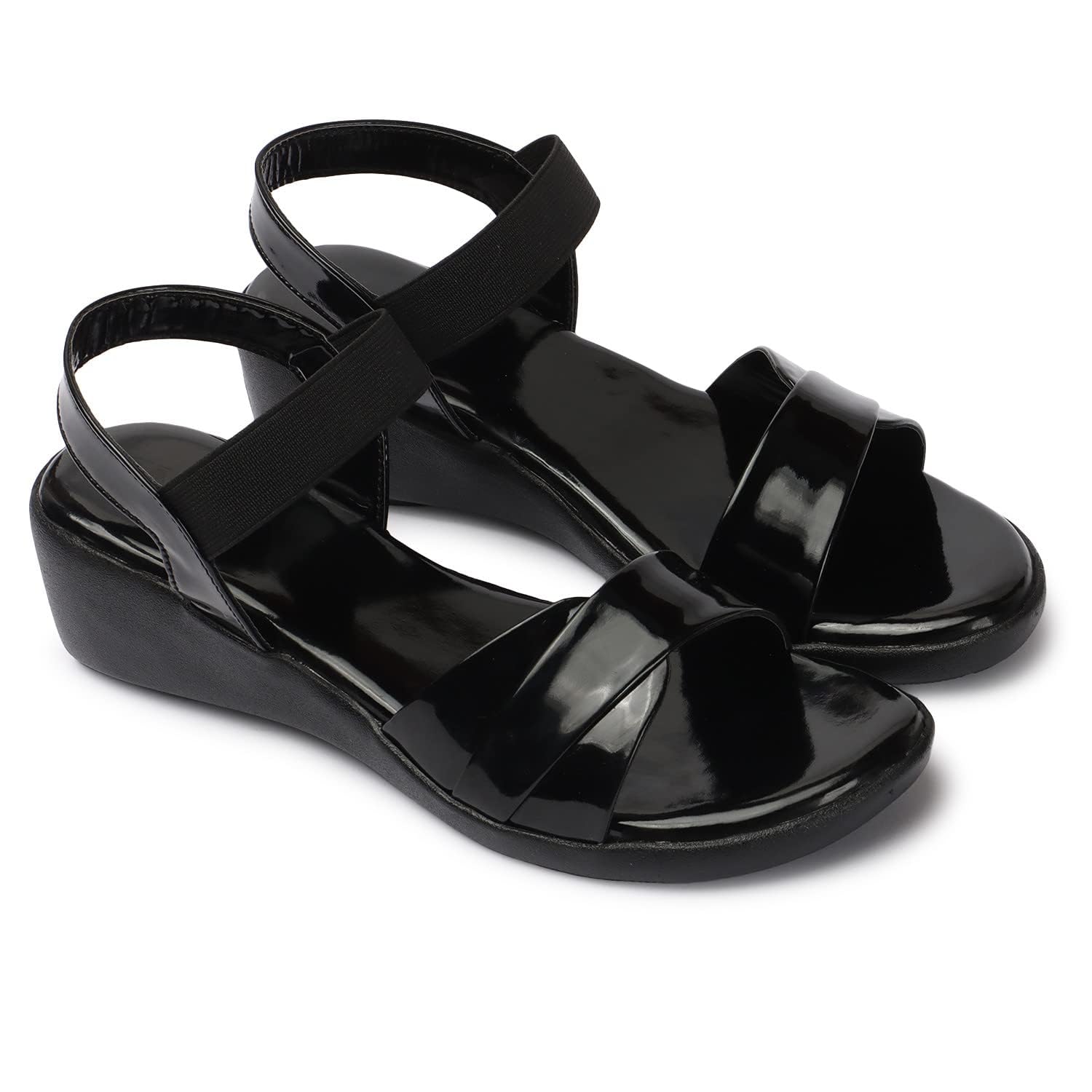 ArranQue Womens Solid Ankle-wrap Sandals Stylish Floaters All Day Wear (Black Size 39, UK6) (B0C9TS934K) Amazon Price History, Amazon Price Tracker