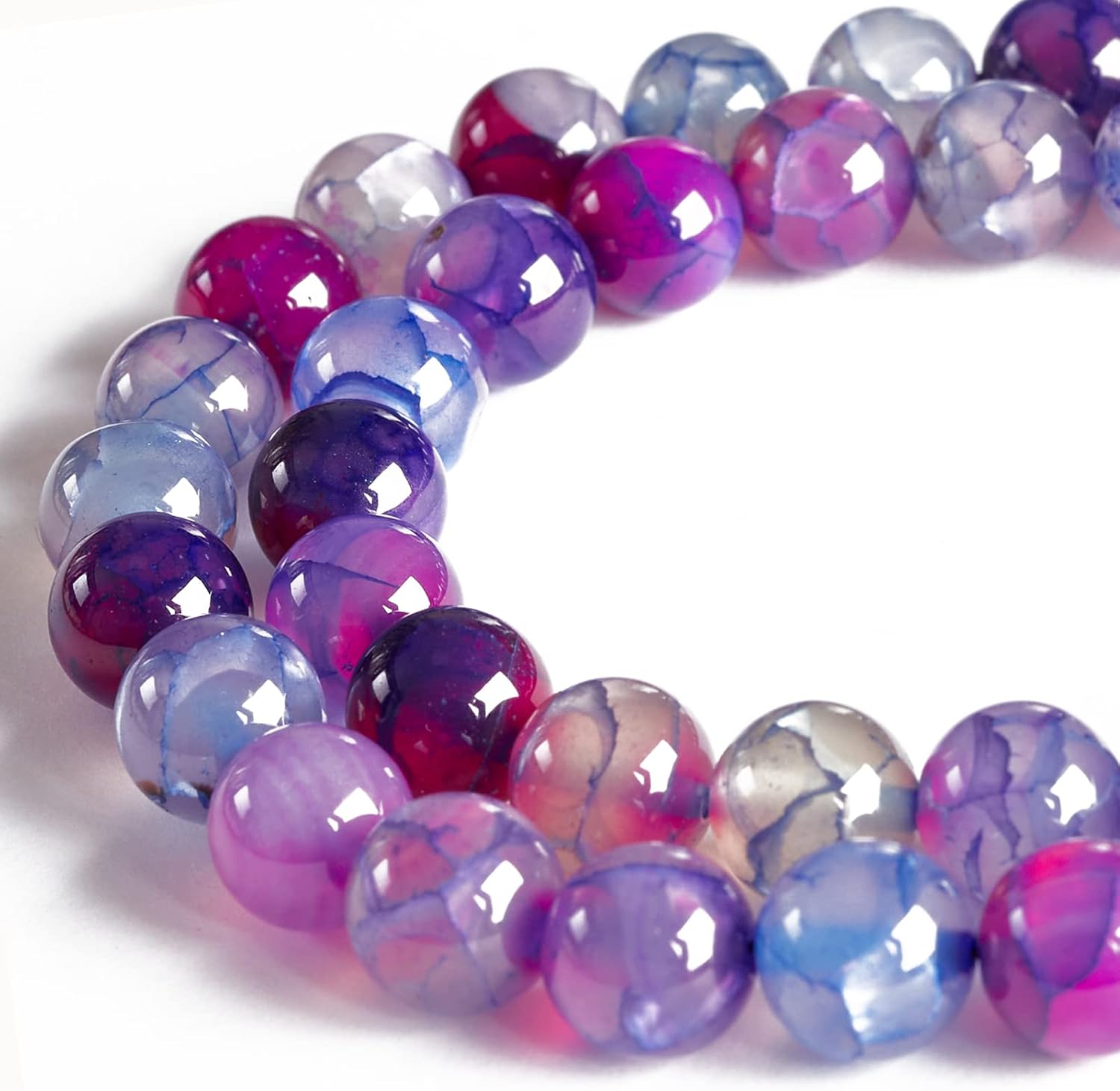 35pcs 10mm Natural Purple Dragon Vein Agate Beads Gemstone Beads Round Loose Beads for Jewelry Making - Image 2