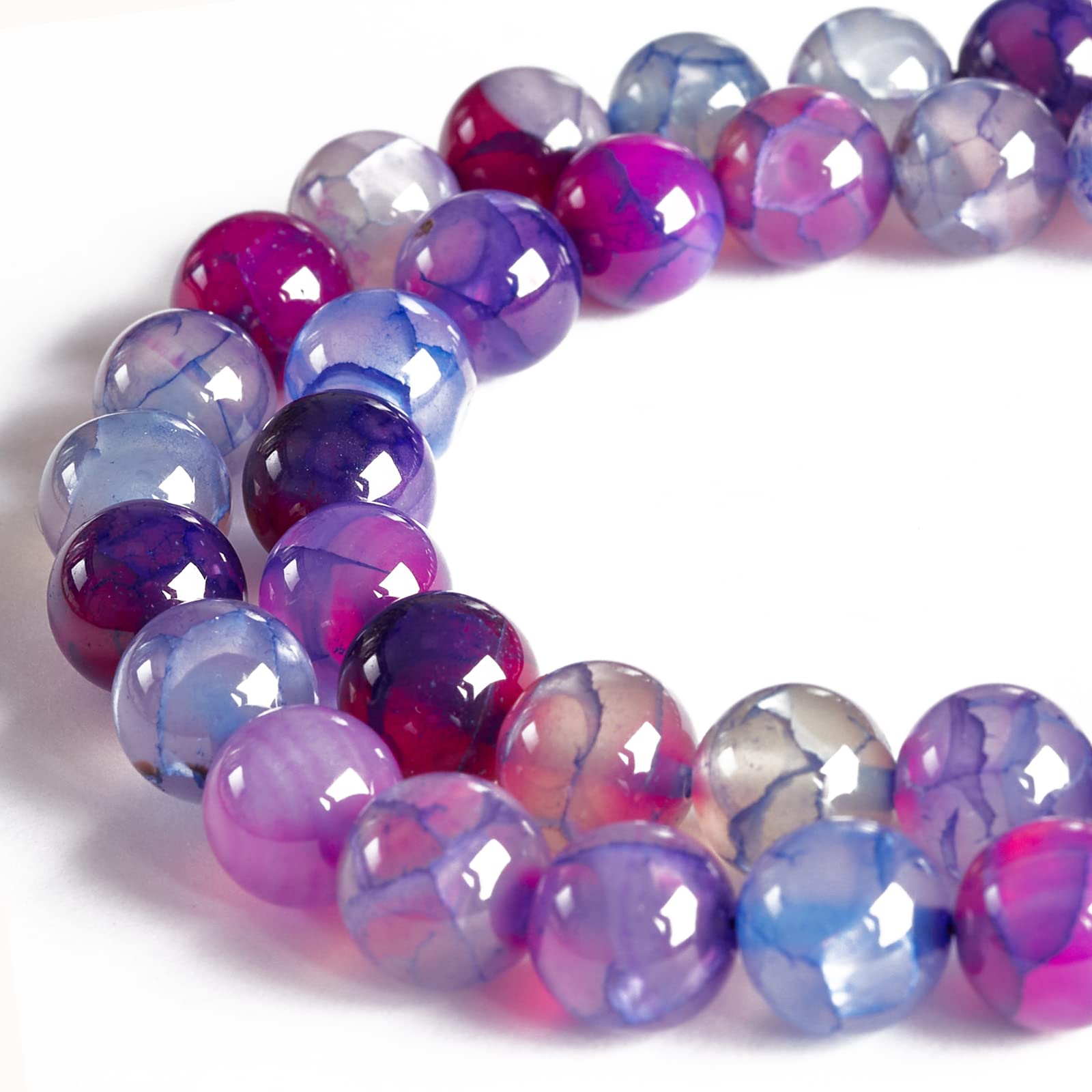 100pcs 6mm Purple Dragon Vein Agate Beads Natural Gemstone Beads Round Loose Beads for Crafting and Jewelry Making