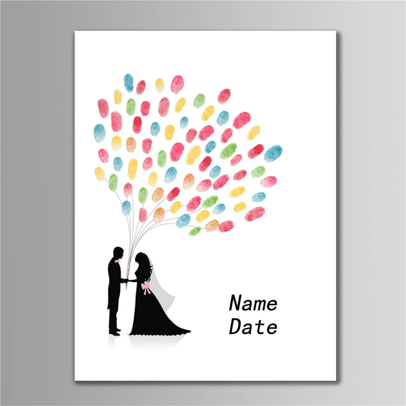 Libro degli ospiti delle impronte digitali con albero in tela, libro degli ospiti con impronte digitali, firma dell'albero e tampone per timbri, multicolore, diverse misure (color04,60 x 80