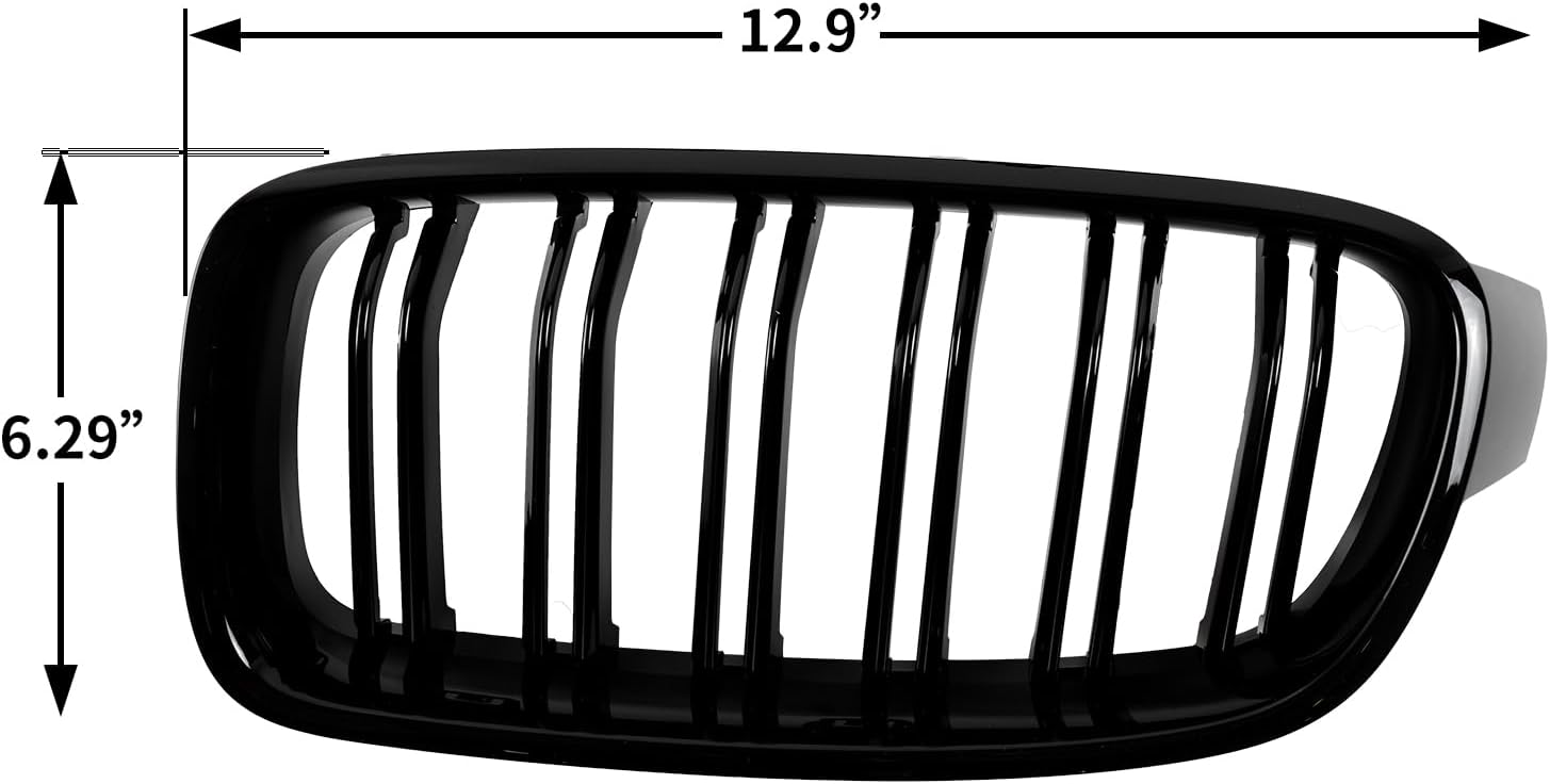 Grille Front Kidney Color Grill Compatible with BMW 3er F30 F31 2012 2013 2014 2015 2016 2017 2018 Double Slats ABS Gloss Black Grills (For 3er F30 2012-2018)