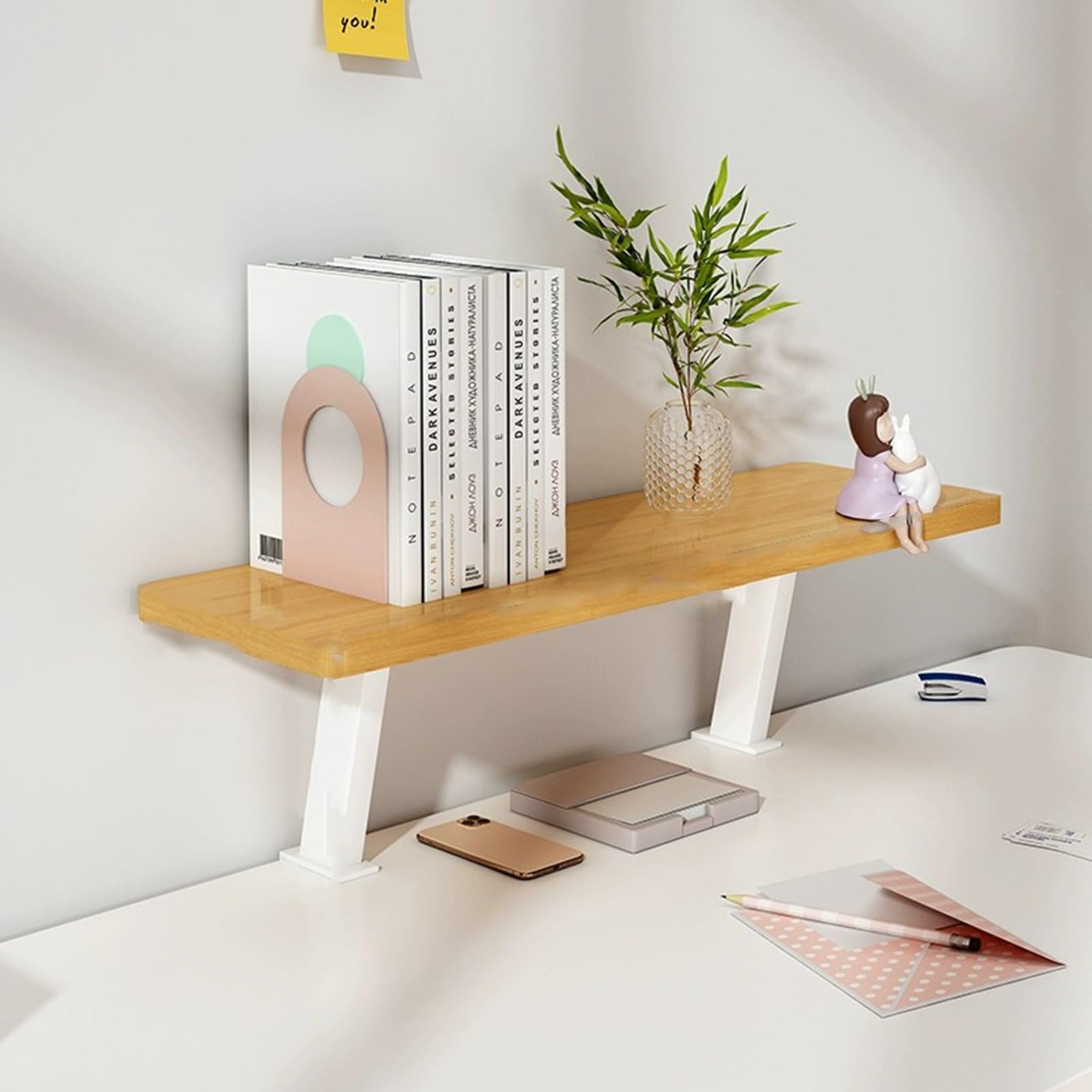 Generico Kit di contenitori da Parete con Pannello Forato, scrivania con cassettiera per dormitorio, libreria con Pannello Forato per Studenti, scaffale in Legno per scrivania, Mini libreria, scaffal