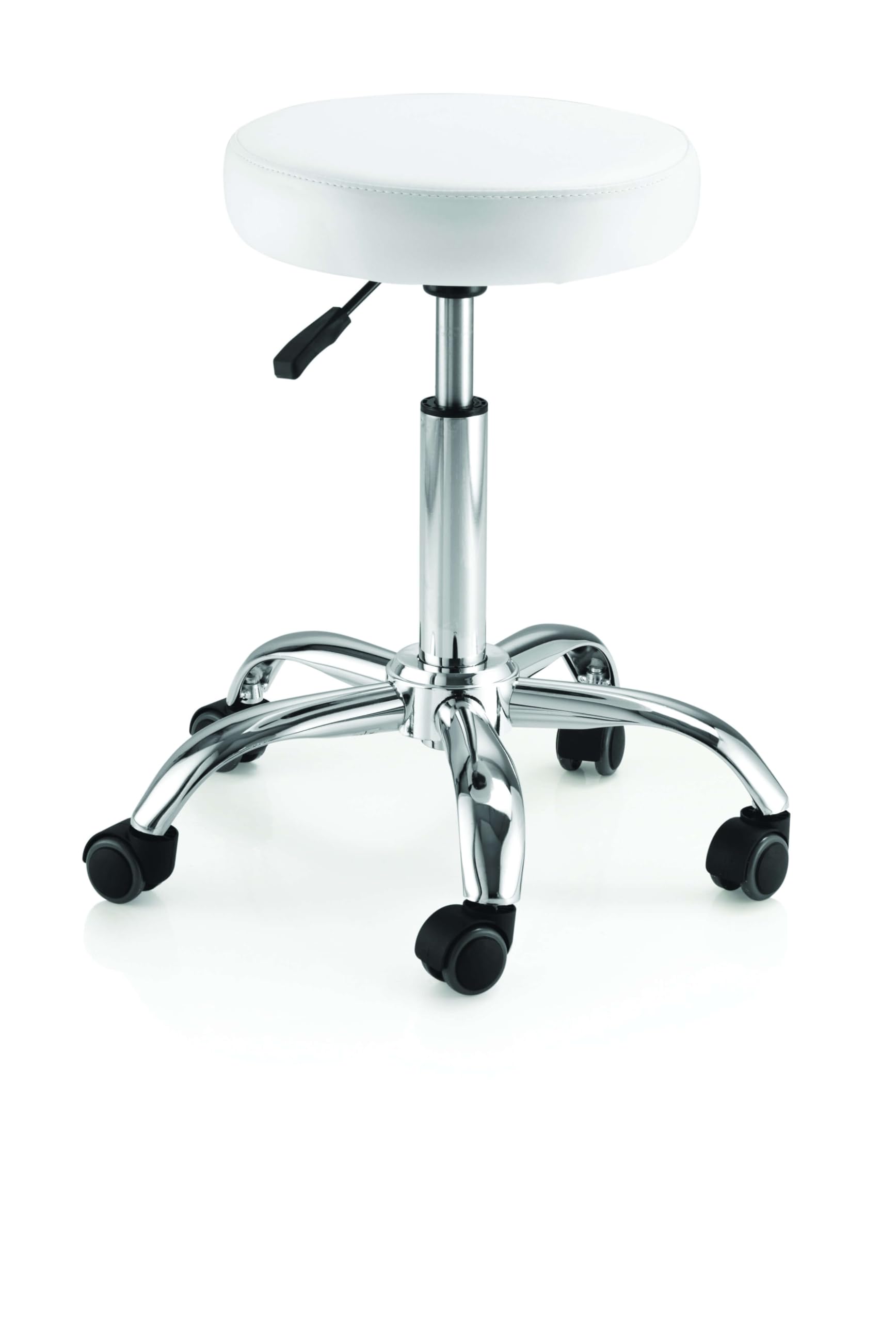 Tabouret manucure n°1 blanc siege a roulettes ergonomique