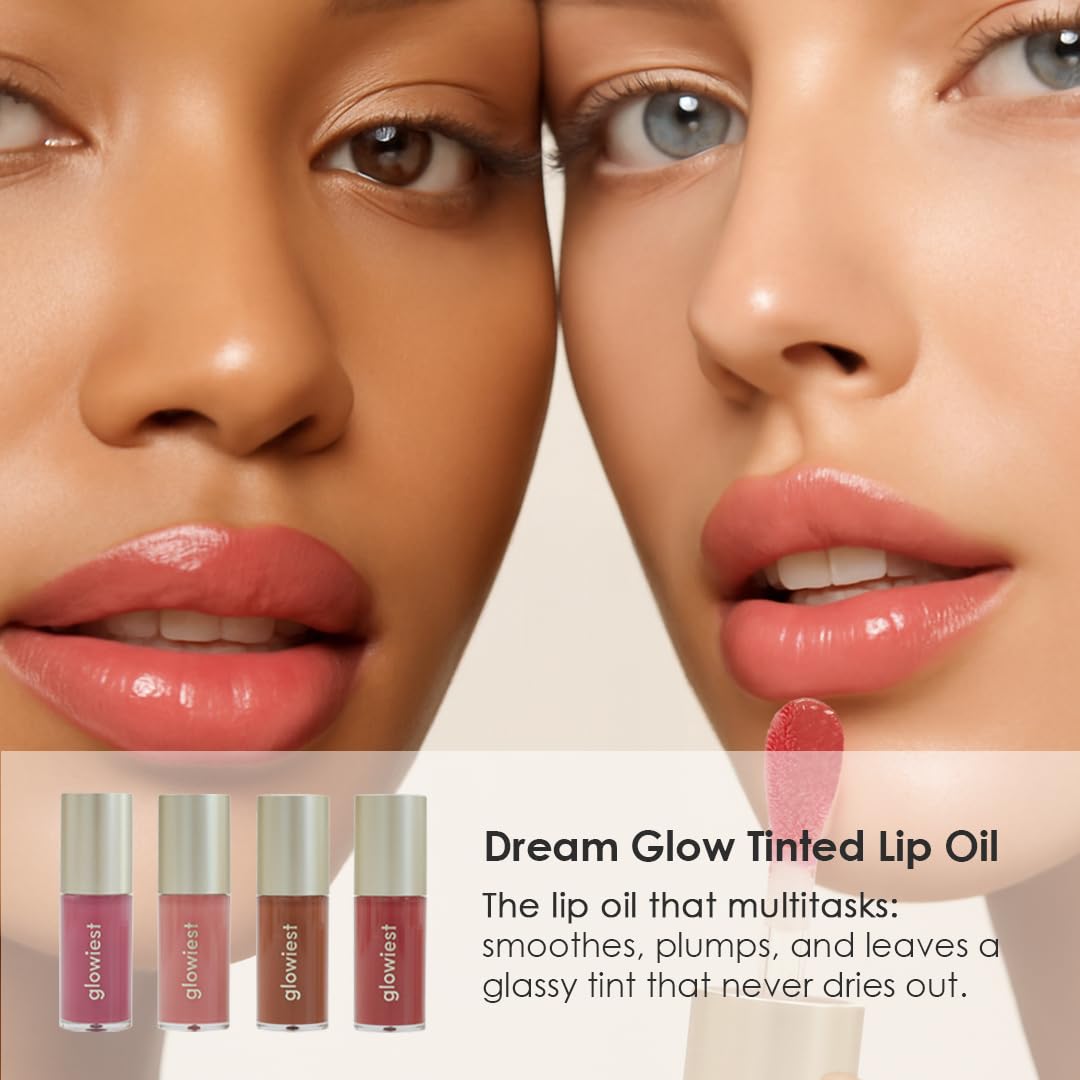 glowiest Dream Glow Tinted Lip Oil ; 3-in-1 Formula: Lip Gloss with a high shine finish, Non-sticky Long Lasting | Korean Plumped Tinted Lip Oil - 0.19 fl. oz. 5.7 ml (001 MUTED BERRY, Original) - Image 4