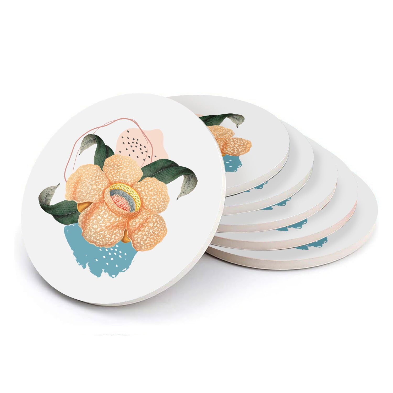 Sous-verres ronds céramique pour table basse moderne et déco jungle chic exotique