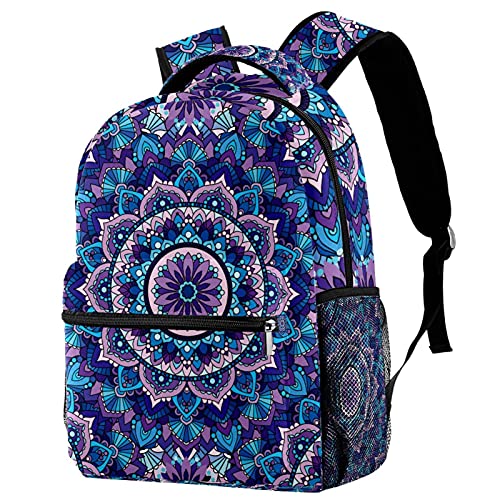 Sac à dos voyage mandala vintage confortable avec porte-bouteille externe